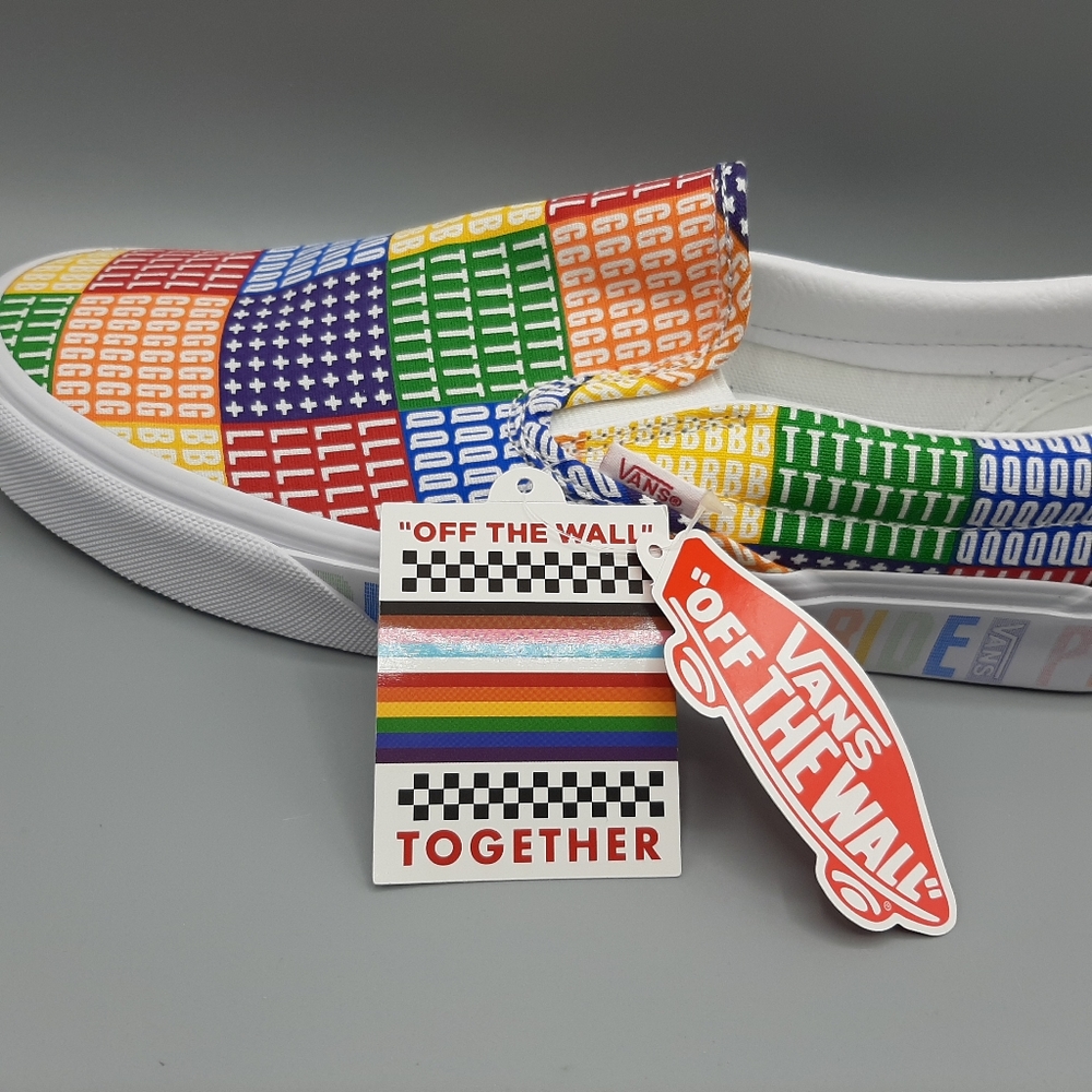 New Vans Classic Slip-On Gay Pride LGBTQ LGBT Rainbow Color Men's Shoes Slip Ons - Picture 2 of 13